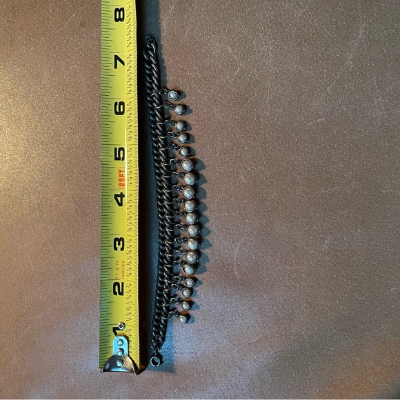 Vintage pearl bead charm bracelet white silver boho antique layering art deco - Picture 7 of 7